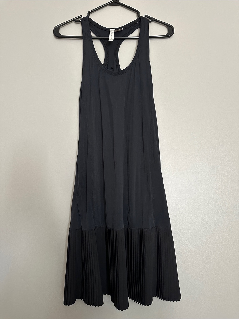 Diadora Black Racerback Midi Dress with Pleated Hem
